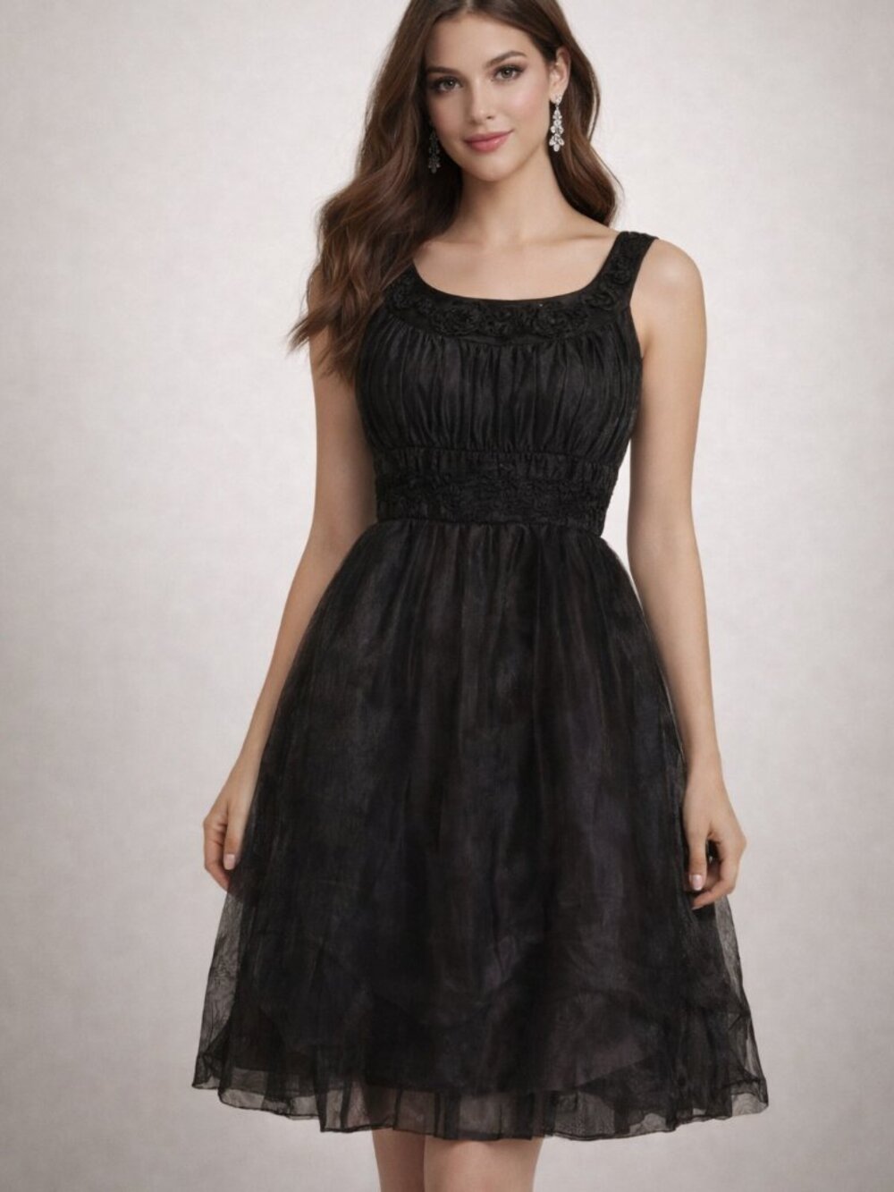 Max & Cleo Organza Sheer Shimmer Mesh Over-Lay Dress